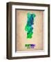 Portugal Watercolor Map-NaxArt-Framed Art Print