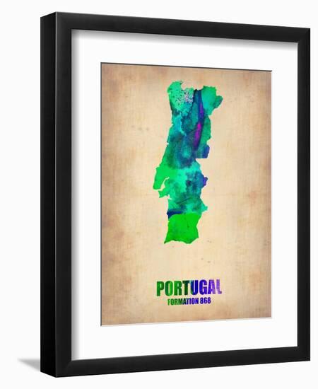 Portugal Watercolor Map-NaxArt-Framed Art Print