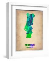 Portugal Watercolor Map-NaxArt-Framed Art Print