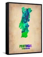 Portugal Watercolor Map-NaxArt-Framed Stretched Canvas