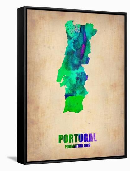 Portugal Watercolor Map-NaxArt-Framed Stretched Canvas