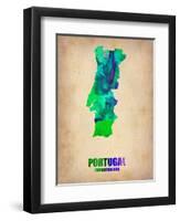 Portugal Watercolor Map-NaxArt-Framed Art Print