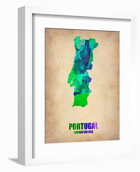 Portugal Watercolor Map-NaxArt-Framed Art Print