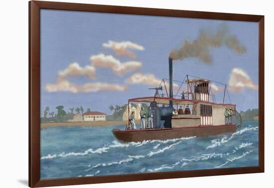 Portuguese Gunboat Commanded by Major Serpa Pinto, at the Mouth of the Zambezi River, 19th-null-Framed Giclee Print