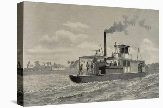 Portuguese Gunboat Commanded by Major Serpa Pinto, at the Mouth of the Zambezi River.-null-Stretched Canvas