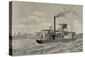 Portuguese Gunboat Commanded by Major Serpa Pinto, at the Mouth of the Zambezi River.-null-Stretched Canvas