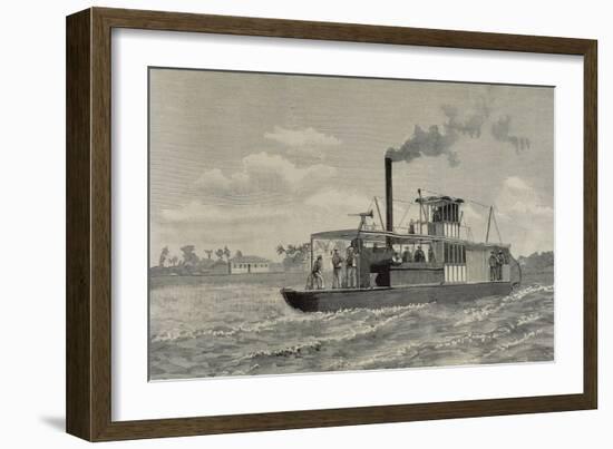 Portuguese Gunboat Commanded by Major Serpa Pinto, at the Mouth of the Zambezi River.-null-Framed Giclee Print