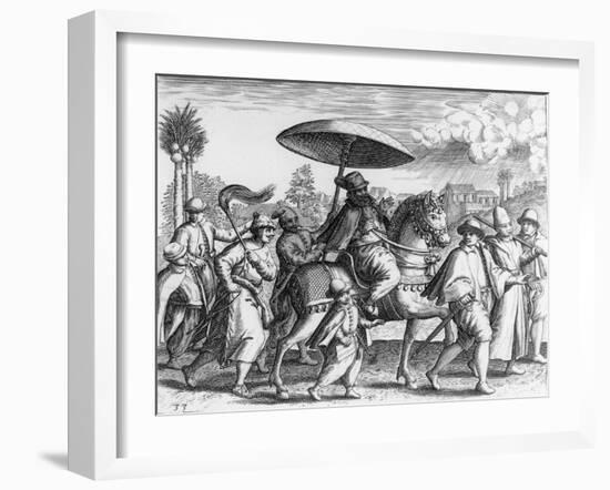 Portuguese Officials in India, 1599-Theodore de Bry-Framed Giclee Print