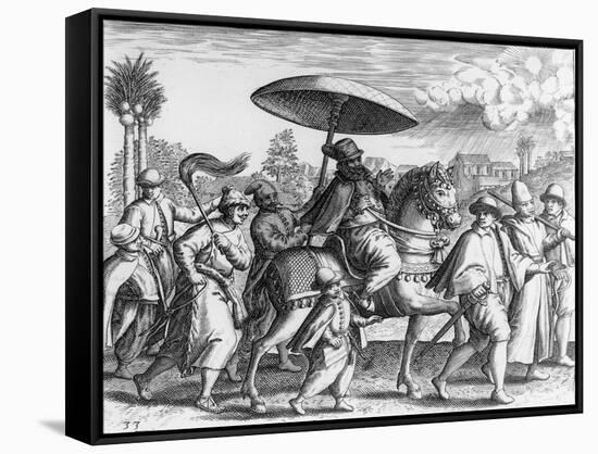 Portuguese Officials in India, 1599-Theodore de Bry-Framed Stretched Canvas