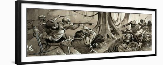 Portuguese Sailors Attacked by Hostile Tribes in North Africa-Angus Mcbride-Framed Giclee Print