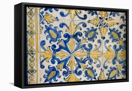 Portuguese Tiles, Jesuit Cathedral Basilica, Salvador, Bahia, Brazil,-Cindy Miller Hopkins-Framed Stretched Canvas