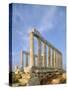 Poseidon Temple  in the evening light in  Sounion National Park, Attica, Greece-Rainer Hackenberg-Stretched Canvas