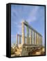 Poseidon Temple  in the evening light in  Sounion National Park, Attica, Greece-Rainer Hackenberg-Framed Stretched Canvas