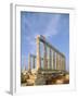 Poseidon Temple  in the evening light in  Sounion National Park, Attica, Greece-Rainer Hackenberg-Framed Photographic Print