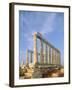 Poseidon Temple  in the evening light in  Sounion National Park, Attica, Greece-Rainer Hackenberg-Framed Photographic Print