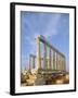 Poseidon Temple  in the evening light in  Sounion National Park, Attica, Greece-Rainer Hackenberg-Framed Photographic Print