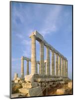 Poseidon Temple  in the evening light in  Sounion National Park, Attica, Greece-Rainer Hackenberg-Mounted Photographic Print