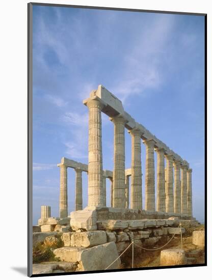 Poseidon Temple  in the evening light in  Sounion National Park, Attica, Greece-Rainer Hackenberg-Mounted Photographic Print