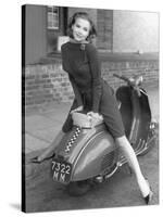 Posing on Motor Scooter-null-Stretched Canvas