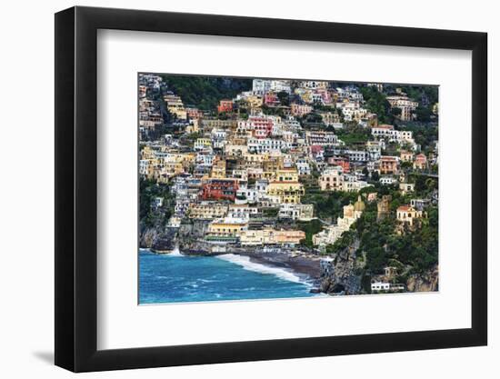 Positano Houses And Beach From Above, Italy-George Oze-Framed Photographic Print