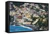 Positano Houses And Beach From Above, Italy-George Oze-Framed Stretched Canvas