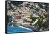 Positano Houses And Beach From Above, Italy-George Oze-Framed Stretched Canvas