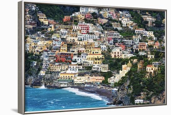 Positano Houses And Beach From Above, Italy-George Oze-Framed Photographic Print