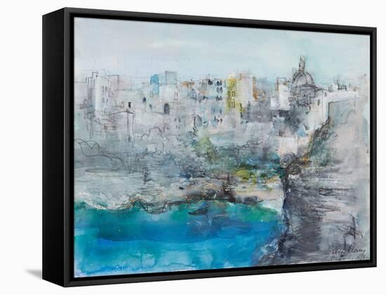 Positano (Mixed Media)-Ann Oram-Framed Stretched Canvas