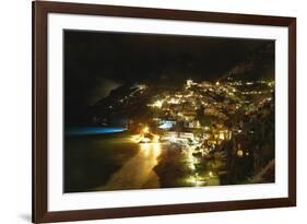 Positano Night Scenic View, Amalfi Coast, Italy-George Oze-Framed Photographic Print