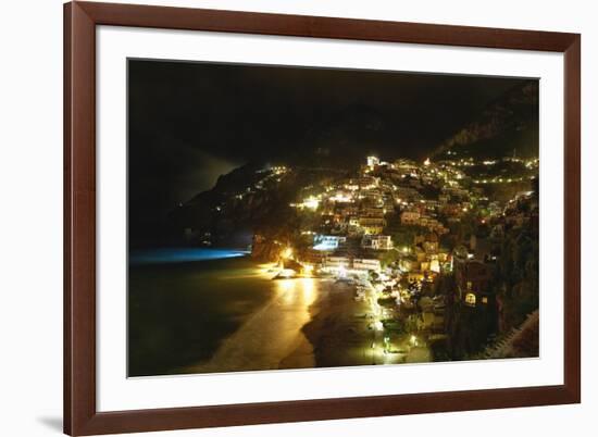 Positano Night Scenic View, Amalfi Coast, Italy-George Oze-Framed Photographic Print