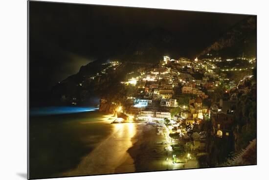 Positano Night Scenic View, Amalfi Coast, Italy-George Oze-Mounted Photographic Print