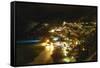 Positano Night Scenic View, Amalfi Coast, Italy-George Oze-Framed Stretched Canvas