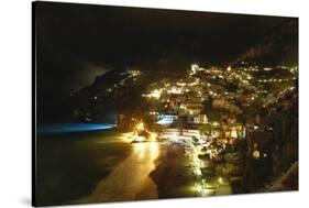 Positano Night Scenic View, Amalfi Coast, Italy-George Oze-Stretched Canvas