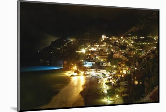 Positano Night Scenic View, Amalfi Coast, Italy-George Oze-Mounted Photographic Print