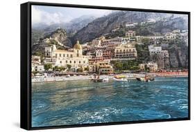 Positano Seaside View, Amalfi Coast, Italy-George Oze-Framed Stretched Canvas