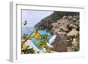 Positano Spring Scenic Vista, Amalfi Coast, Italy-George Oze-Framed Photographic Print