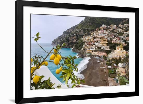 Positano Spring Scenic Vista, Amalfi Coast, Italy-George Oze-Framed Photographic Print