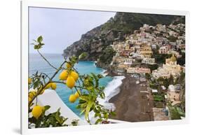 Positano Spring Scenic Vista, Amalfi Coast, Italy-George Oze-Framed Photographic Print