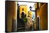 Positano Street Scenic, Campania, Italy-George Oze-Framed Stretched Canvas