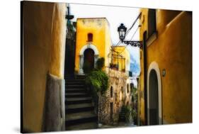 Positano Street Scenic, Campania, Italy-George Oze-Stretched Canvas