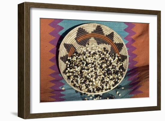 Posole - Pueblo Indian Dried Corn - in a Native American Basket-null-Framed Giclee Print