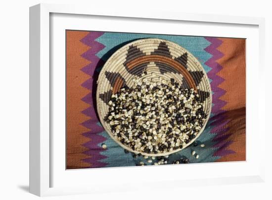 Posole - Pueblo Indian Dried Corn - in a Native American Basket-null-Framed Giclee Print