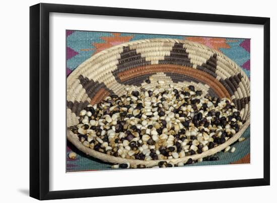 Posole - Pueblo Indian Dried Corn - in a Native American Basket-null-Framed Giclee Print