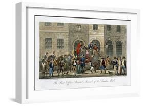 Post Office Bristol, Arrival of the London Mail, The English Spy, by Charles Molloy Westmacott-Isaac Robert Cruikshank-Framed Giclee Print