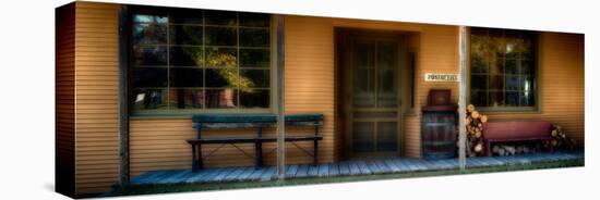 Post office porch at historic Stonefield village near Cassville, Wisconsin, USA-null-Stretched Canvas