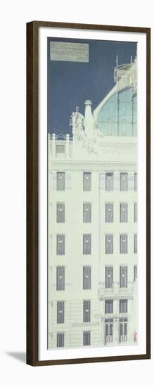 Post Office Savings Bank, Vienna, Design Showing Detail of the Facade, c. 1904-06 (Coloured Pencil)-Otto Wagner-Framed Giclee Print