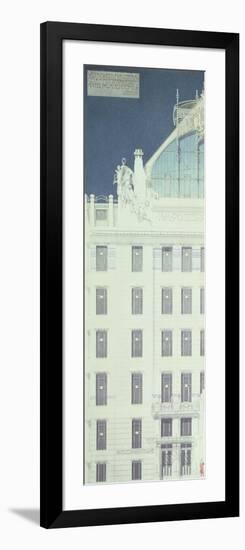 Post Office Savings Bank, Vienna, Design Showing Detail of the Facade, c. 1904-06 (Coloured Pencil)-Otto Wagner-Framed Giclee Print