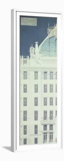 Post Office Savings Bank, Vienna, Design Showing Detail of the Facade, c. 1904-06 (Coloured Pencil)-Otto Wagner-Framed Giclee Print