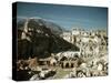 Post War Reconstruction of Benedictine Abbey of Montecassino and Statue of St. Benedict Standing-Jack Birns-Stretched Canvas