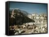 Post War Reconstruction of Benedictine Abbey of Montecassino and Statue of St. Benedict Standing-Jack Birns-Framed Stretched Canvas